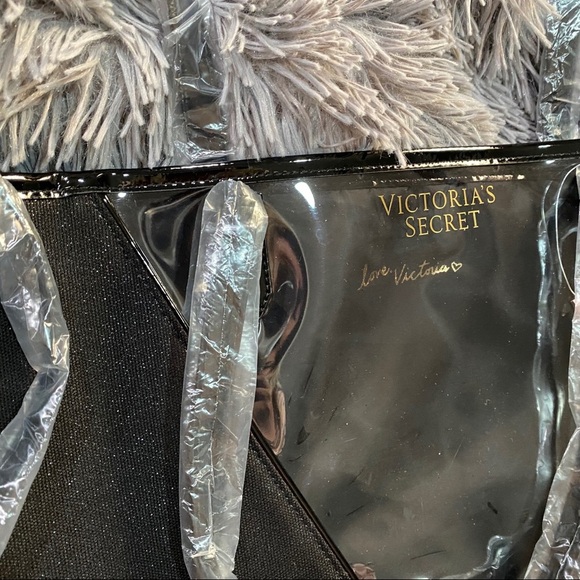 Victorias Secret Black Bag with Tiger Print Clutch - Picture 2 of 4